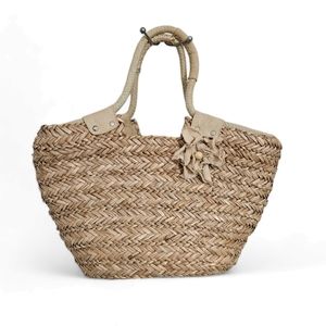 Vintage Straw Basket Tote Bag Purse
